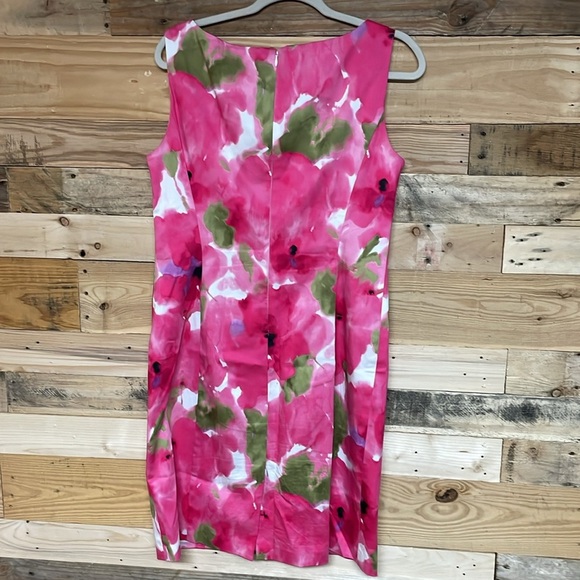Jones New York size 10 Pink and Green Floral Midi Stretchy Sleeveless Dress - Picture 9 of 9